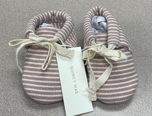 Mauve  Quincy Mae Baby Booties, 0-3M