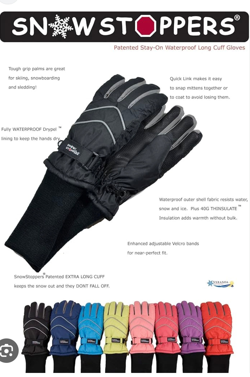 Purple  Snowstoppers Nylon Glove, Age 4-7Y