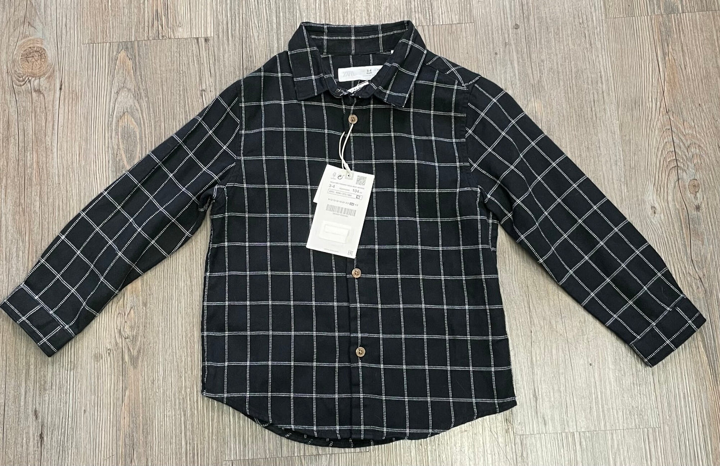 Black  Zara Brushed Cotton LS, 3-4Y