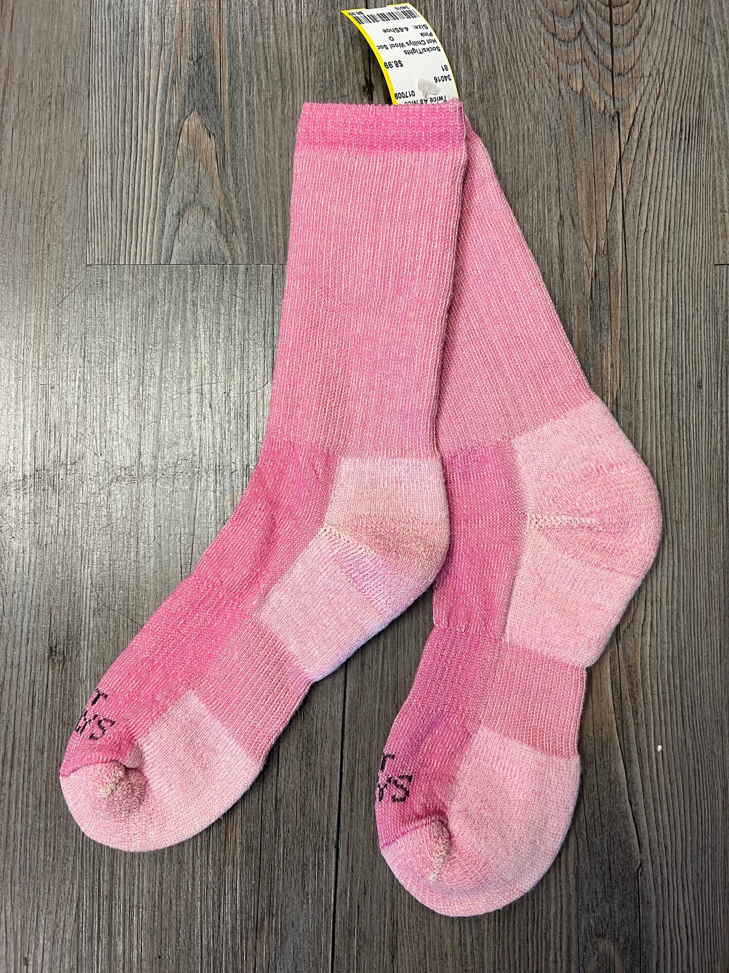 Pink  Hot Chilly Wool Socks, 4-6Shoe