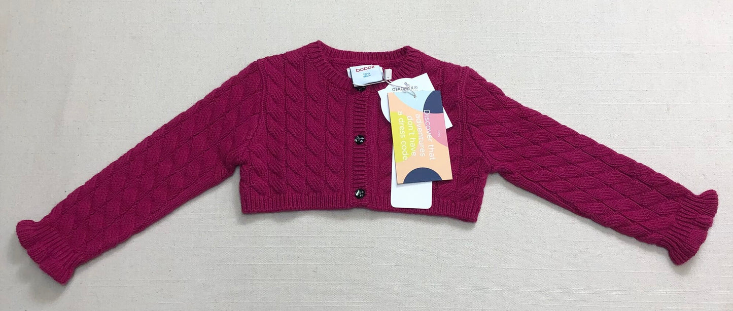 Fuchsia  Boboli Knit Cardigan, 12M