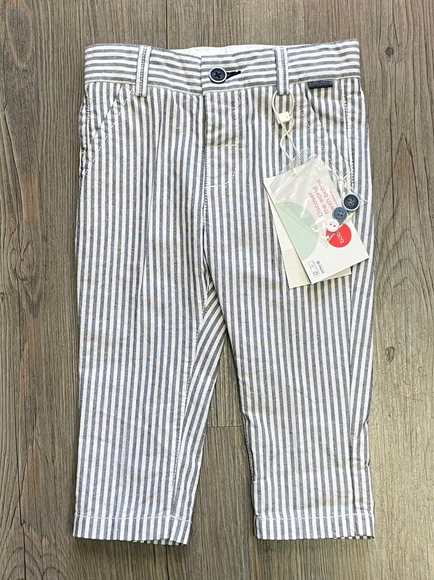 White  Boboli Striped Pants-9000, 12M