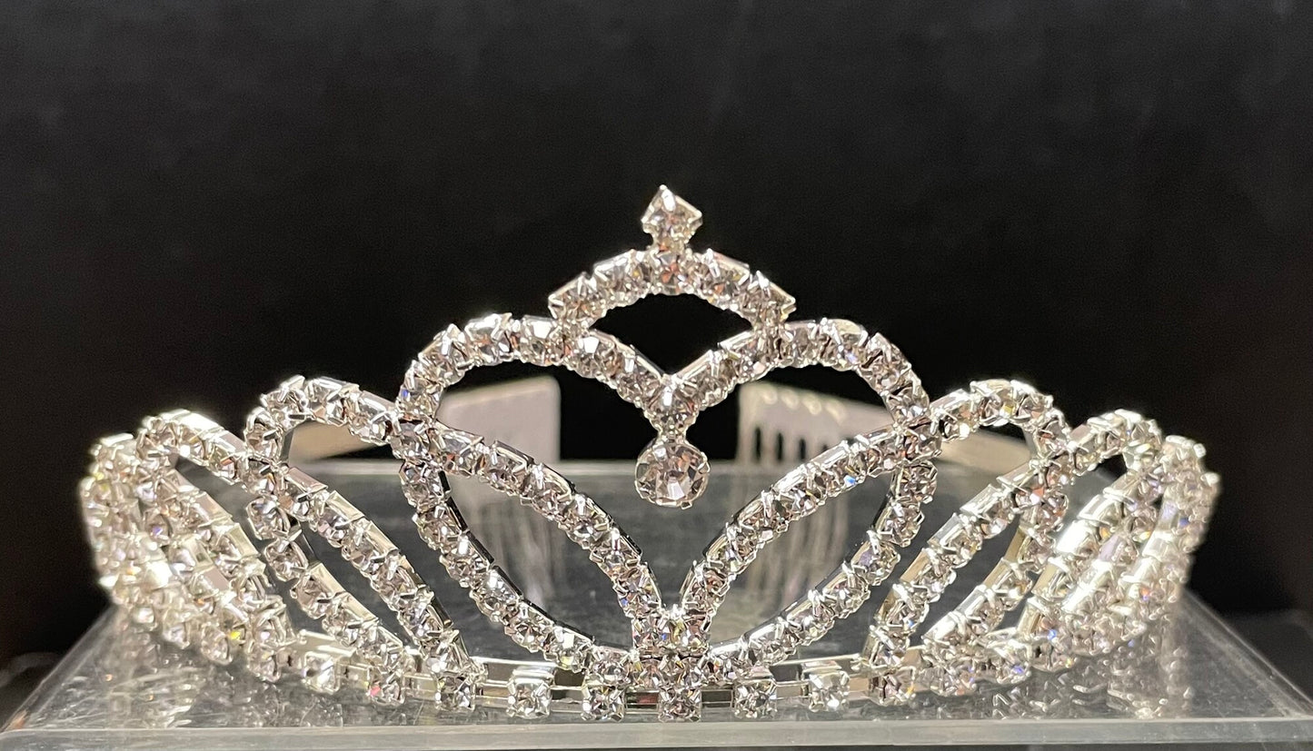 Silver  Tiara - Jeweled Crown #4, Headband