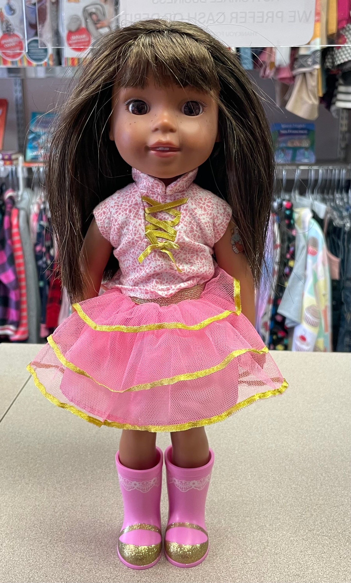 Pink  Ashlyn Doll Wellie Wisher, 14 Inch
