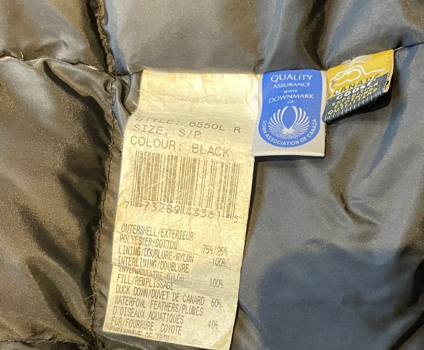 Black  Canada Goose Parka, Small