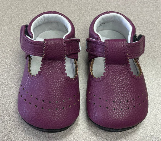 Purple  My Mocs - Leather T Strap, 6-12M