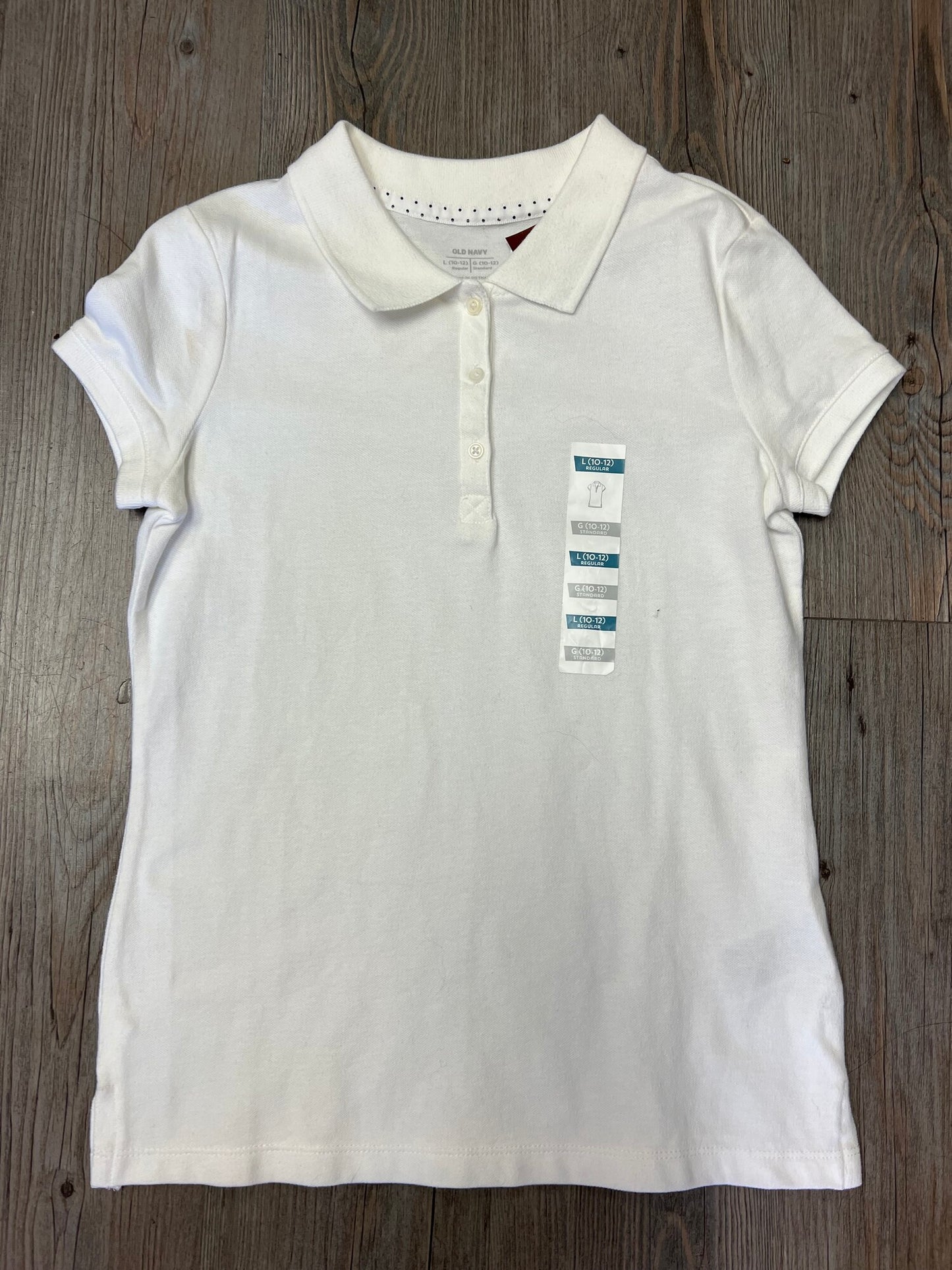 White  Old Navy SL Golf Shirt, 10-12Y