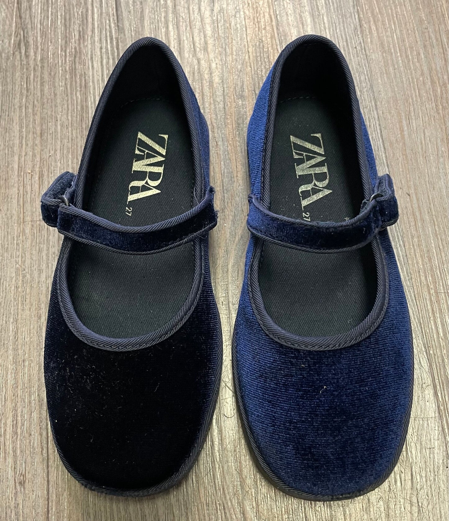 Navy  Zara Velvet Shoes, 10T