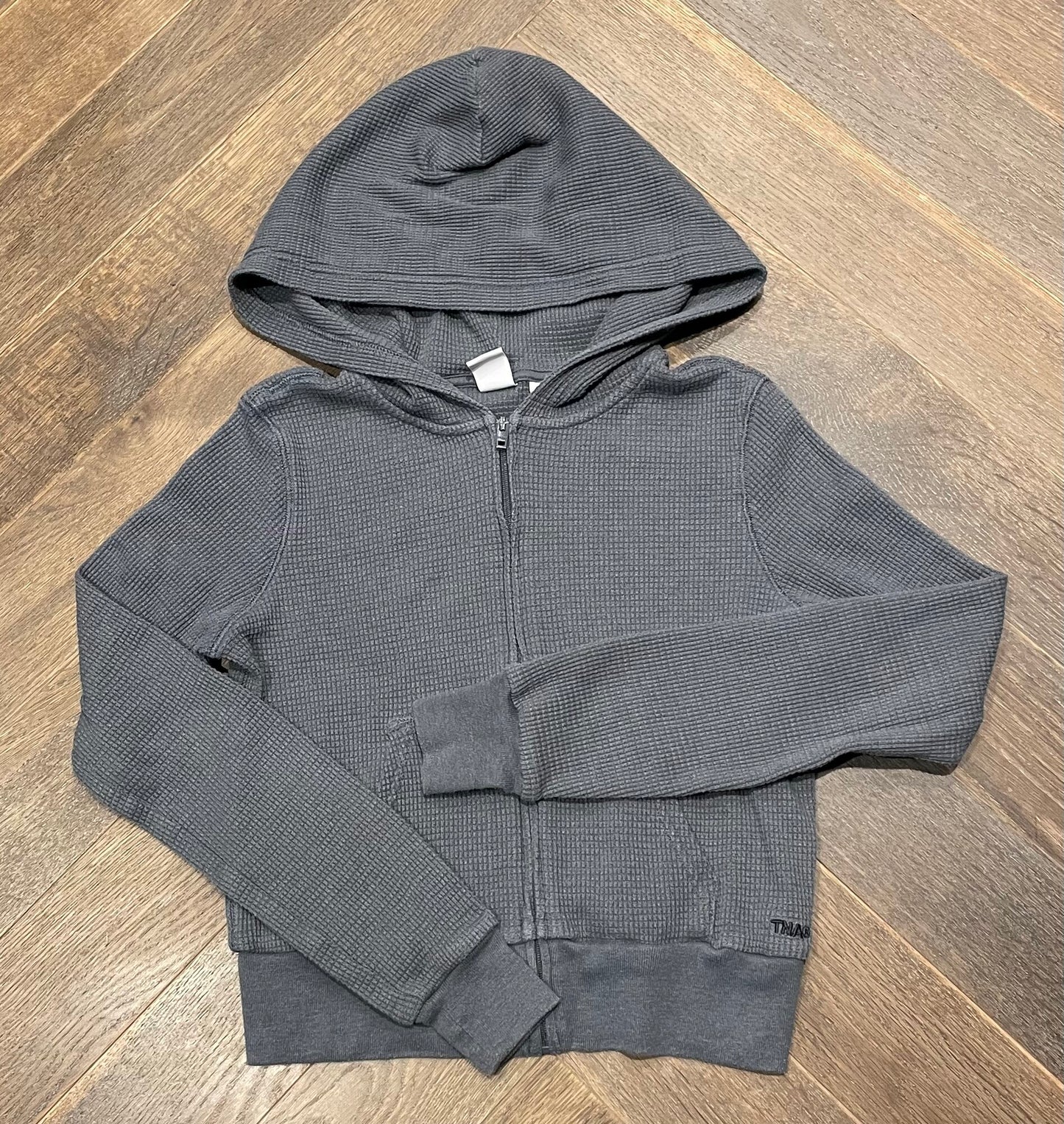 Grey  TNA Waffle Zip Hoodie, 12Y+