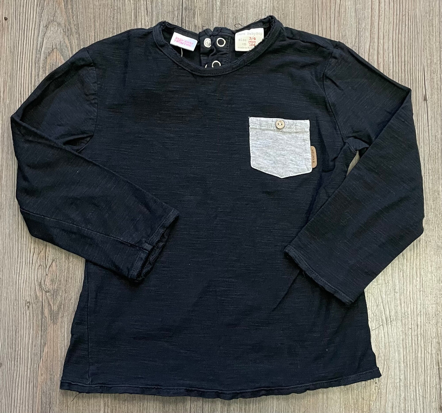 Black  Zara LS Tee, 3-4Y