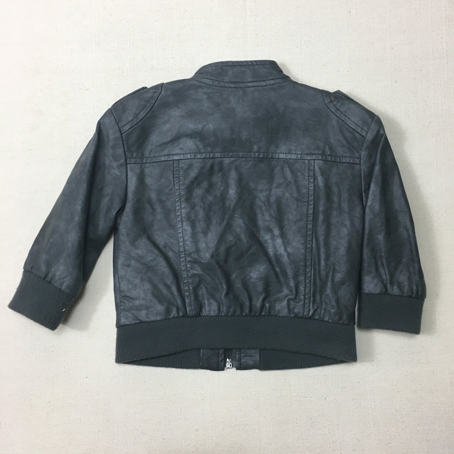Grey  Oshkosh  Leather Jacket, 12M