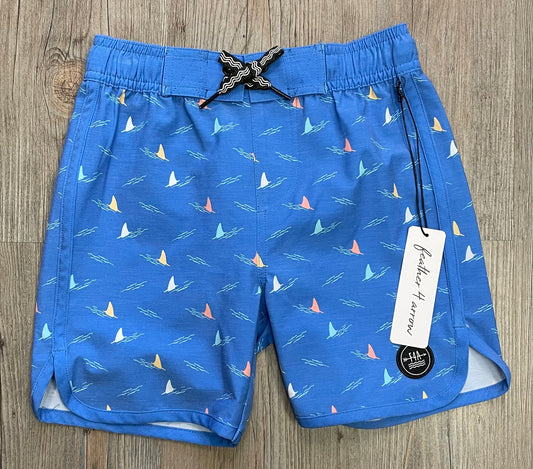 Blue  F4A Shark Fin Board Short, 6Y