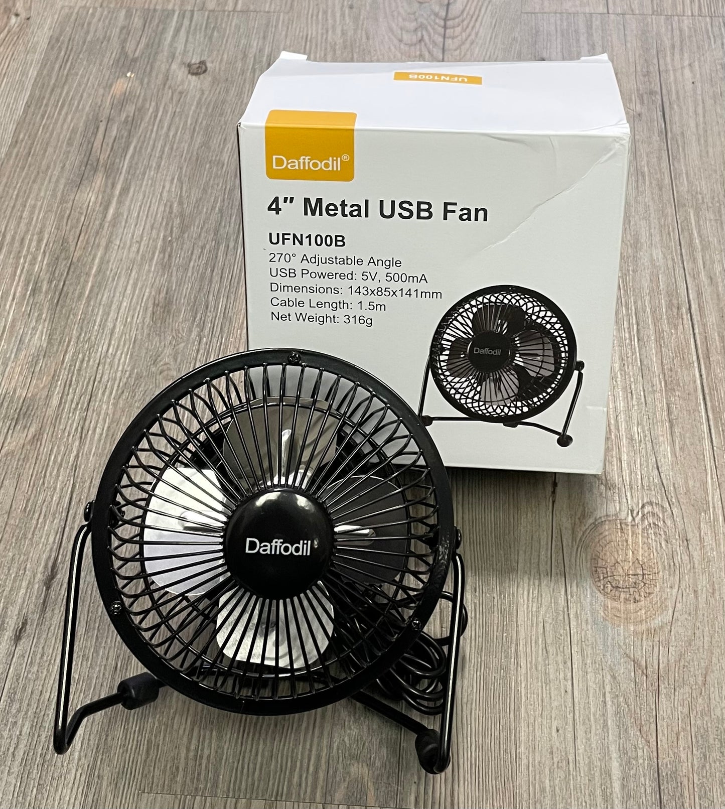 Black  Daffodil Metal USB Fan, Pre-owned