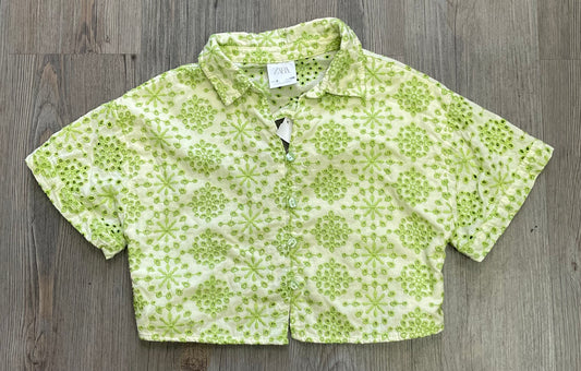 Lime  Zara Eyelet Cropped Shirt, 8Y
