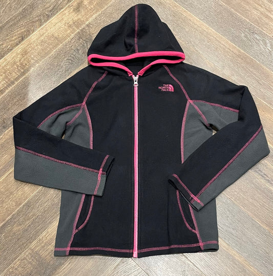 Black  Northface Fleece Zip Hood, 10-12Y