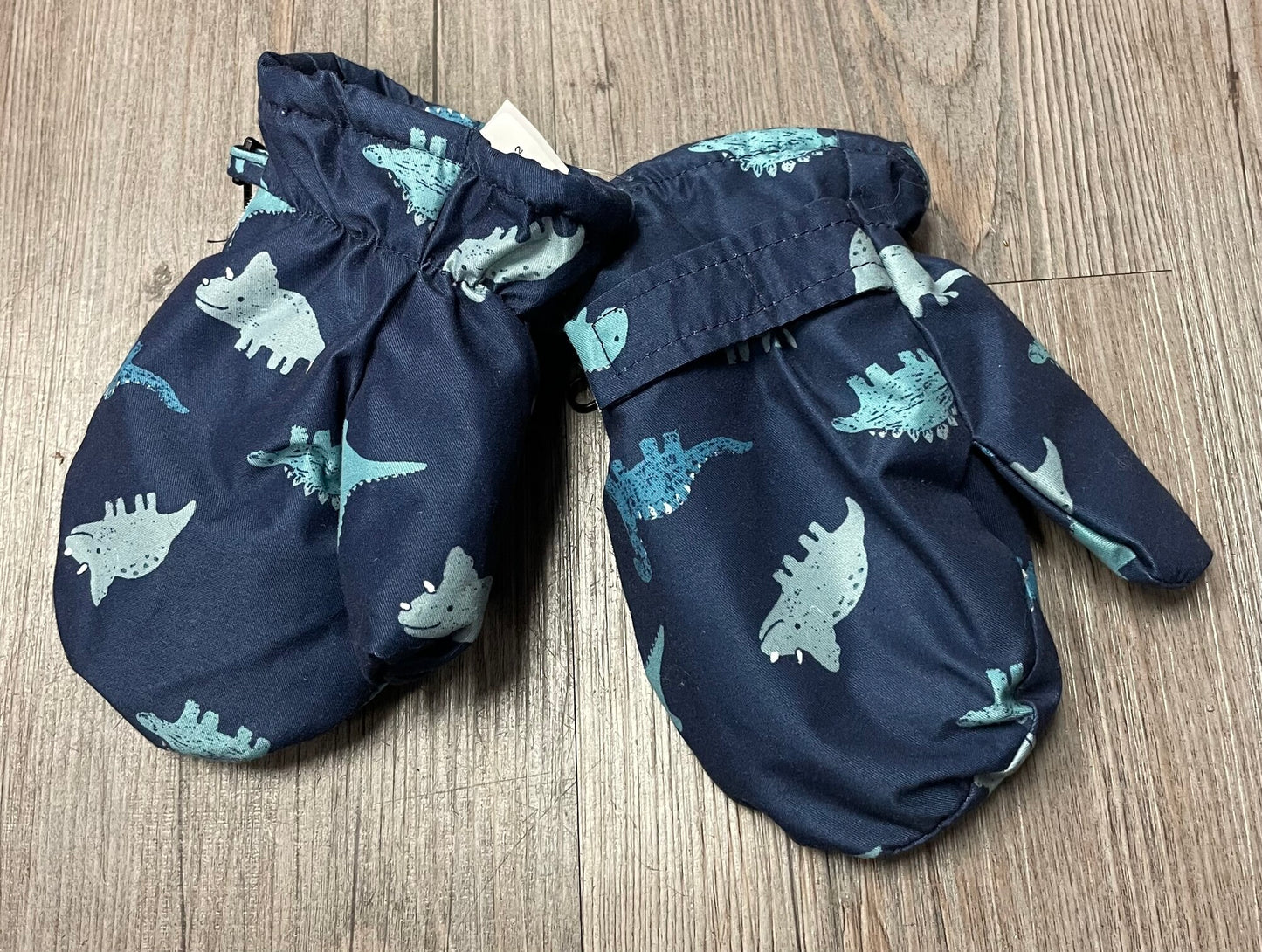 Blue  Dino Mittens, 1-3Y