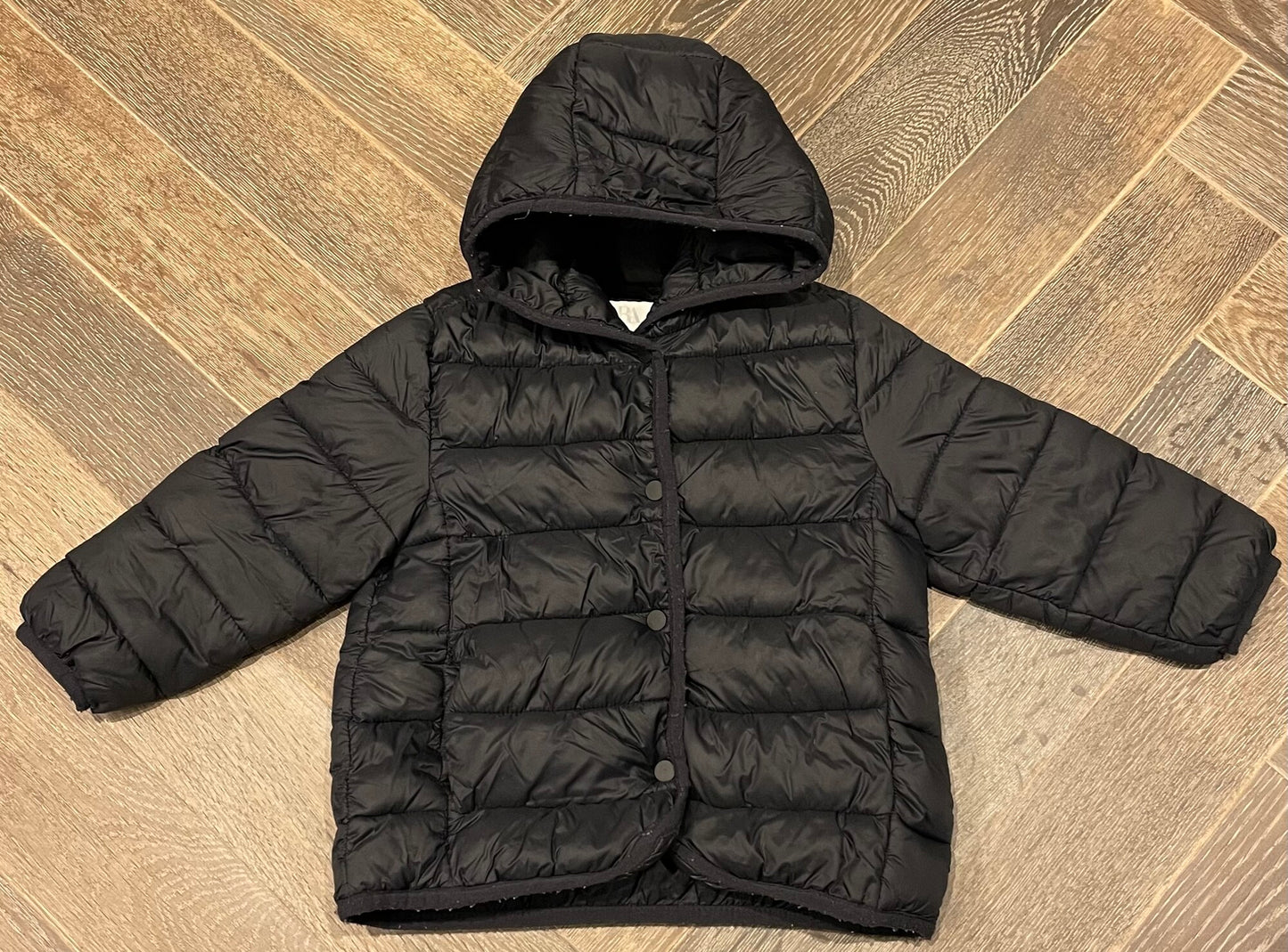 Black  Zara Puffer Button Up Jac, 2-3Y
