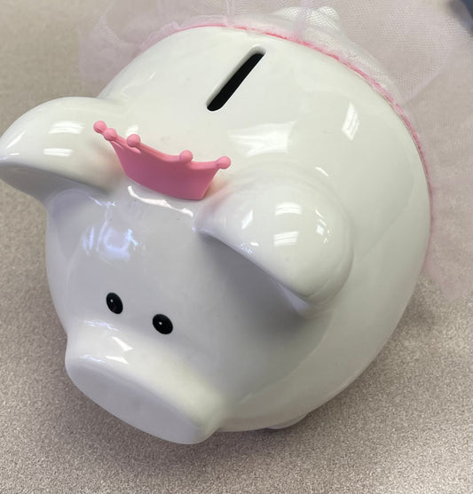 White  Target Ceramic Piggy Bank, Pre-owned