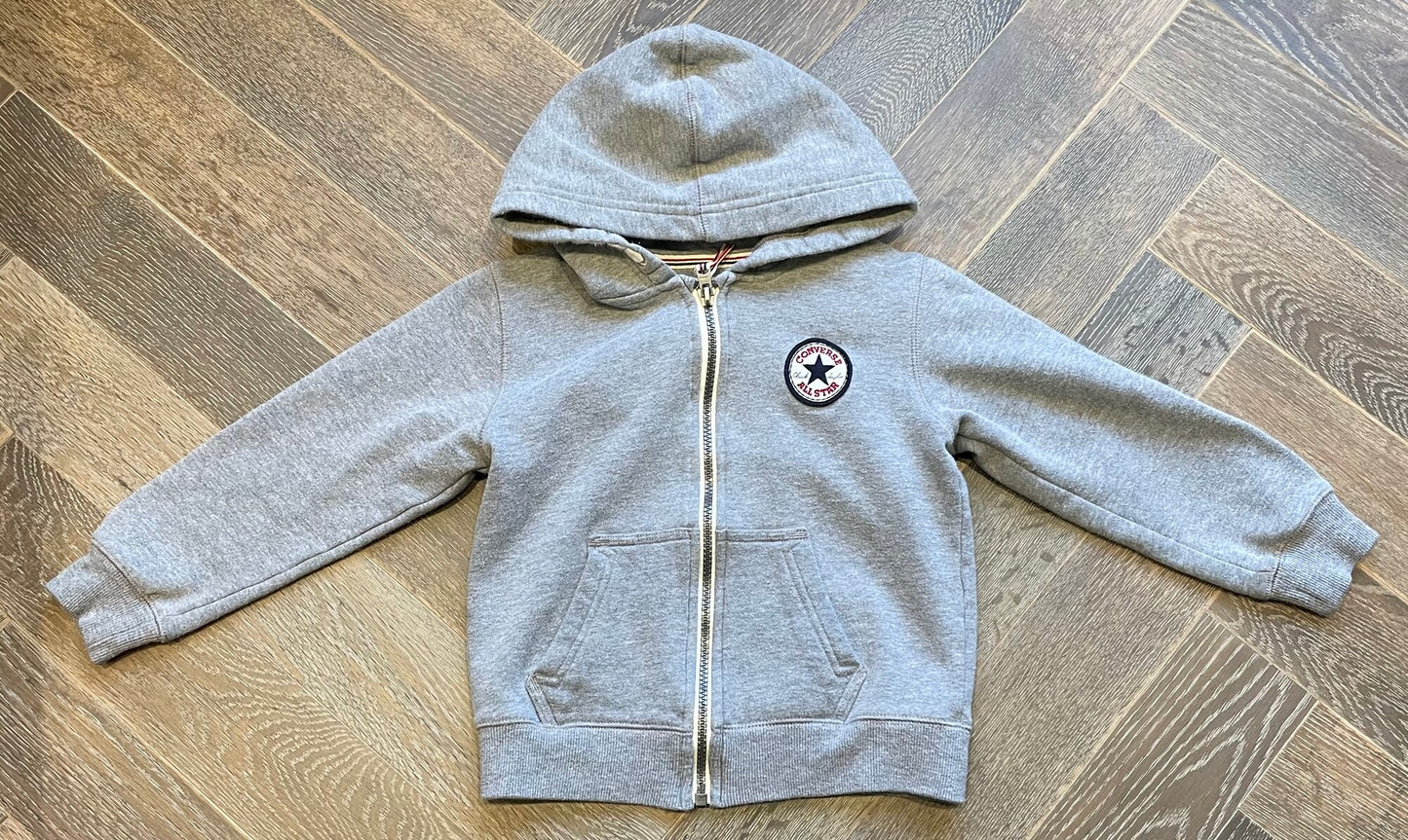 Grey  Converse Zip Hoodie, 4-5Y
