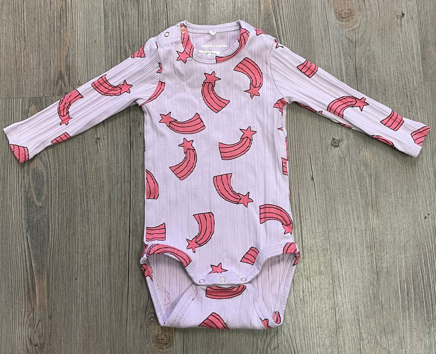 Lavander  Mini Rodini Onesie LS, 6-12M
