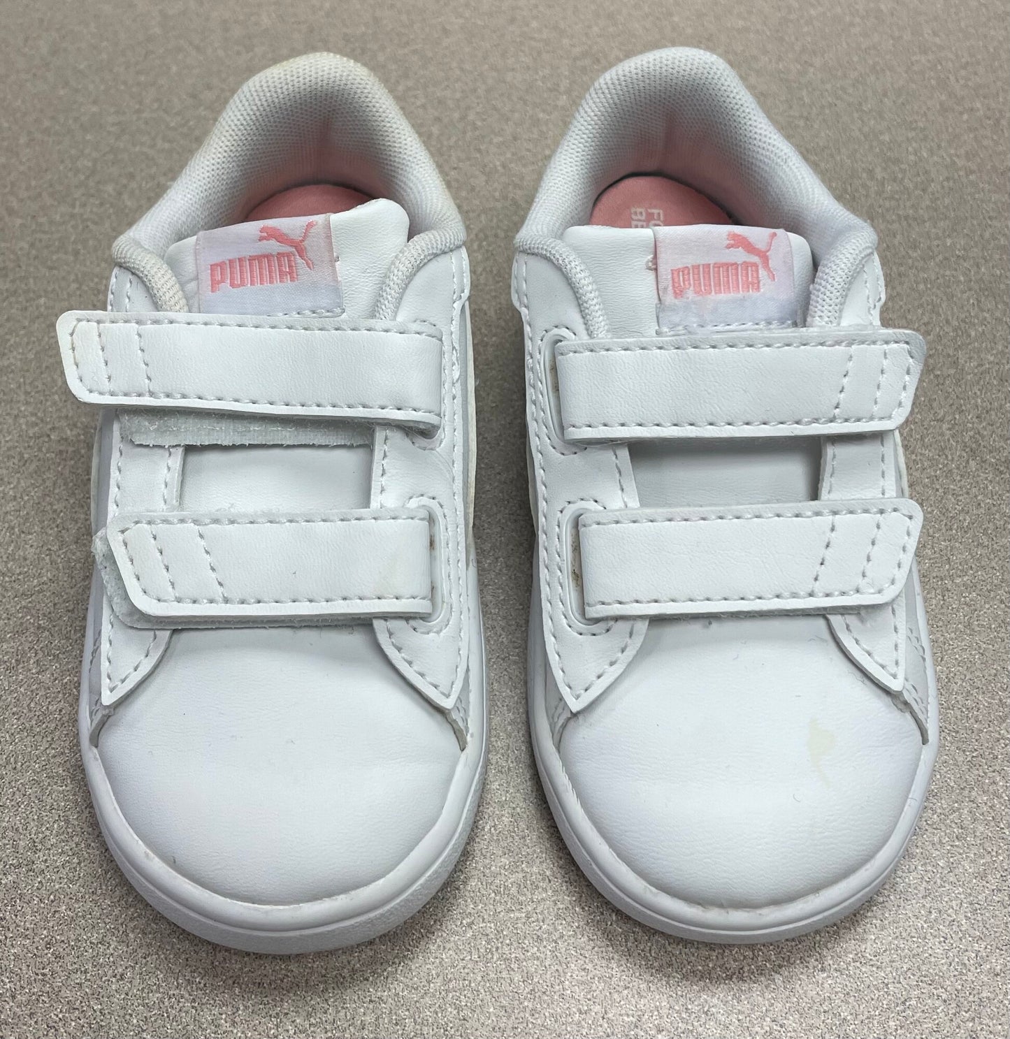 White  Puma Velcro Shoes, 7T