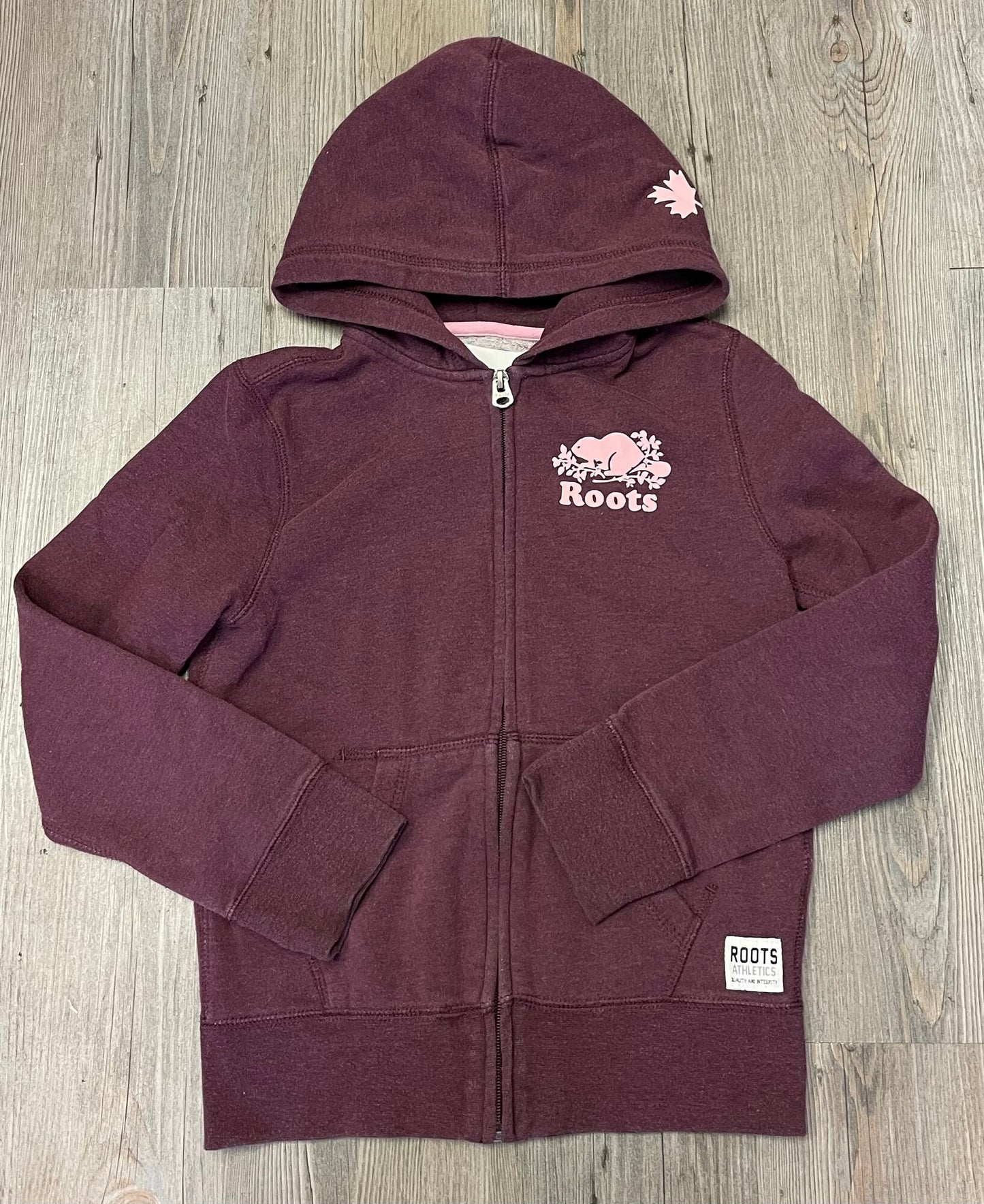 Maroon  Roots Zip Hoodie, 9-10Y