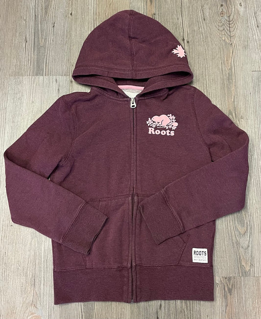 Maroon  Roots Zip Hoodie, 9-10Y