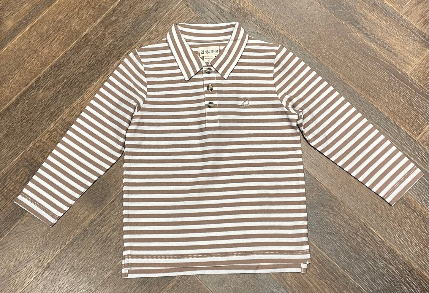 Brown  Me & Henry Striped Button, 3-4Y