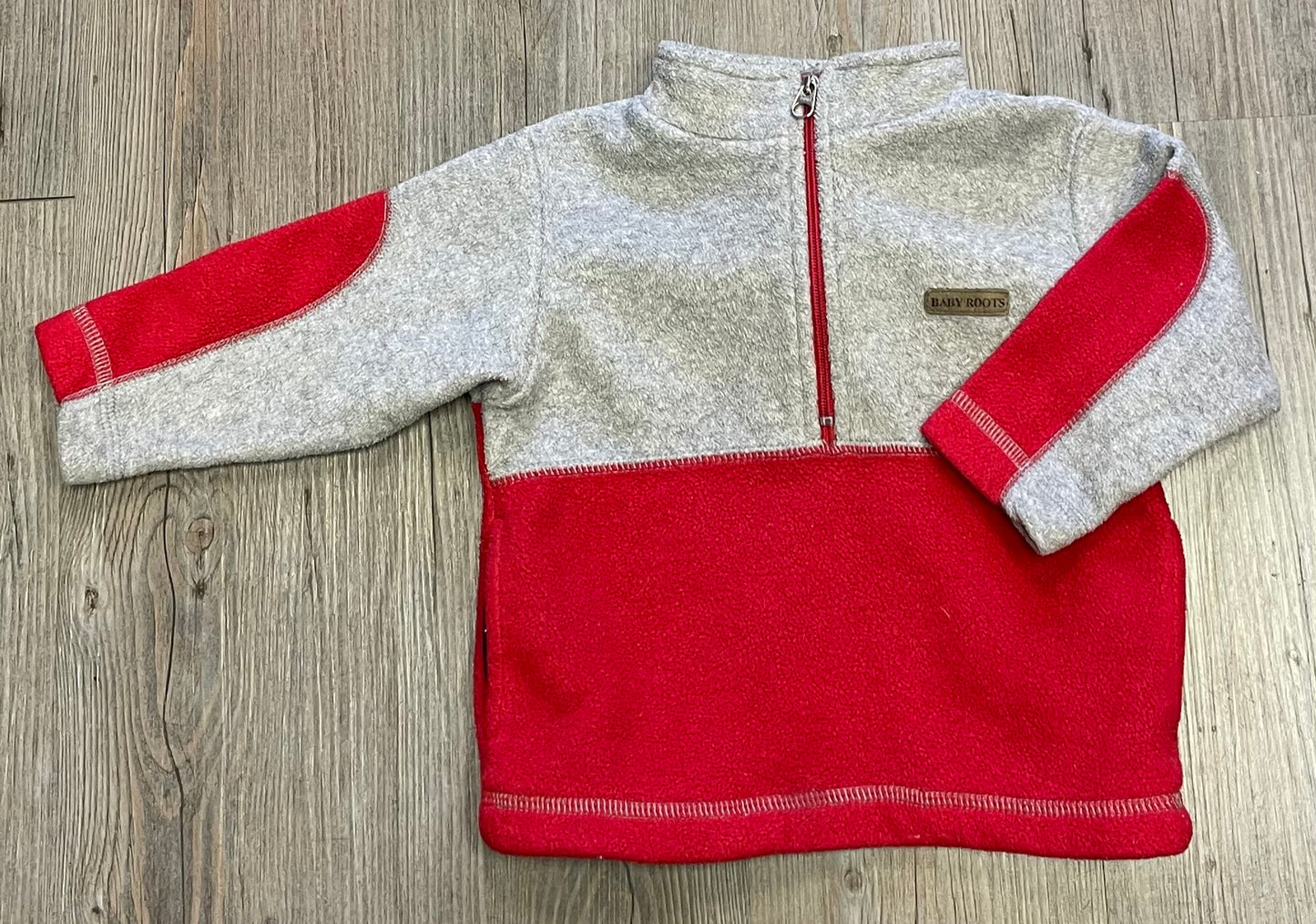 Red/grey  Baby Roots Half Zip Sweat, 12-18M