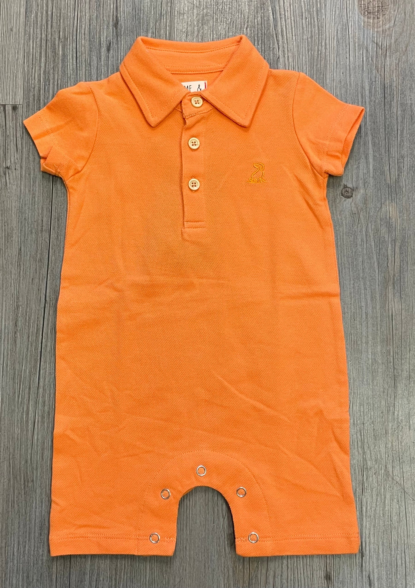 Orange  Me & Henry Polo Onesie, 12-18M