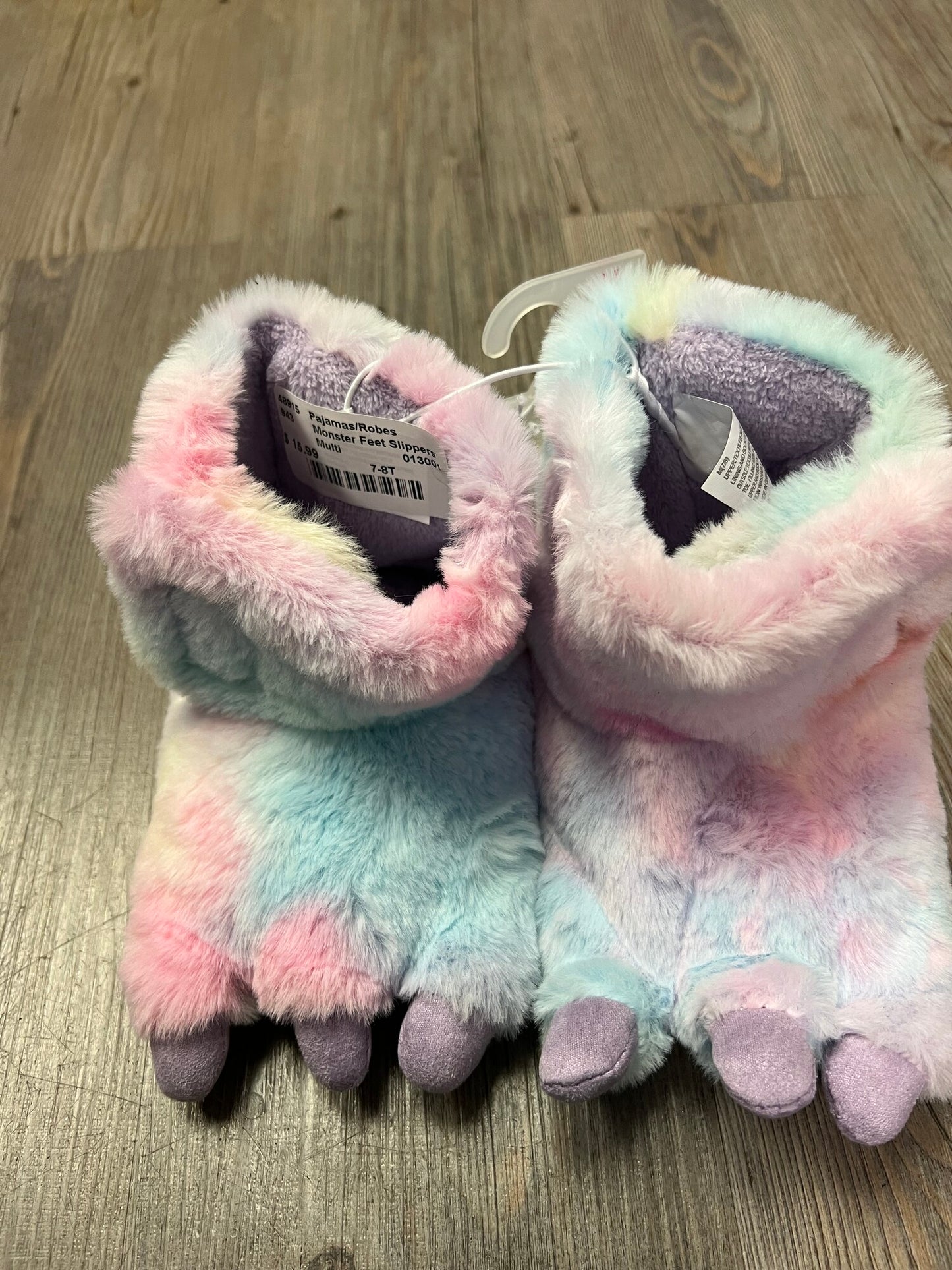 Multi  Monster Feet Slippers, 7-8T