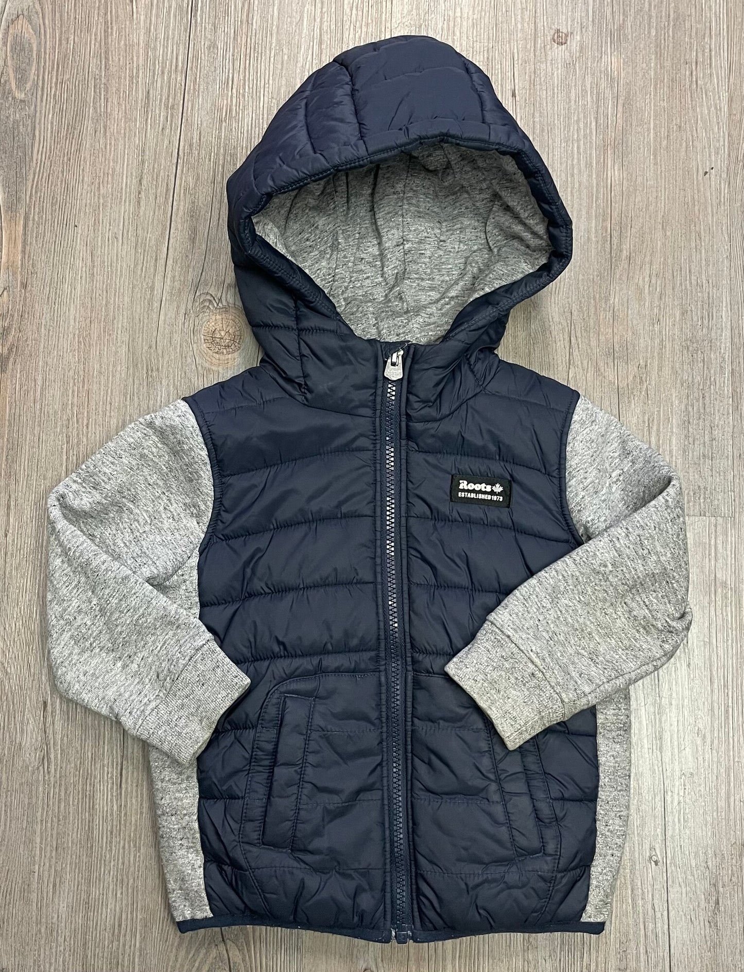 Navy  Roots Puffer Jacket, 4Y