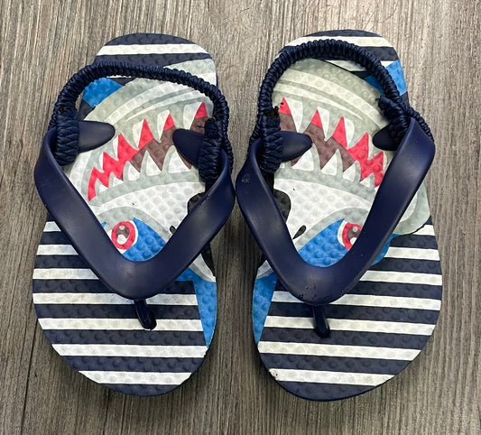 Blue  Shark Flip Flop, 5-6T