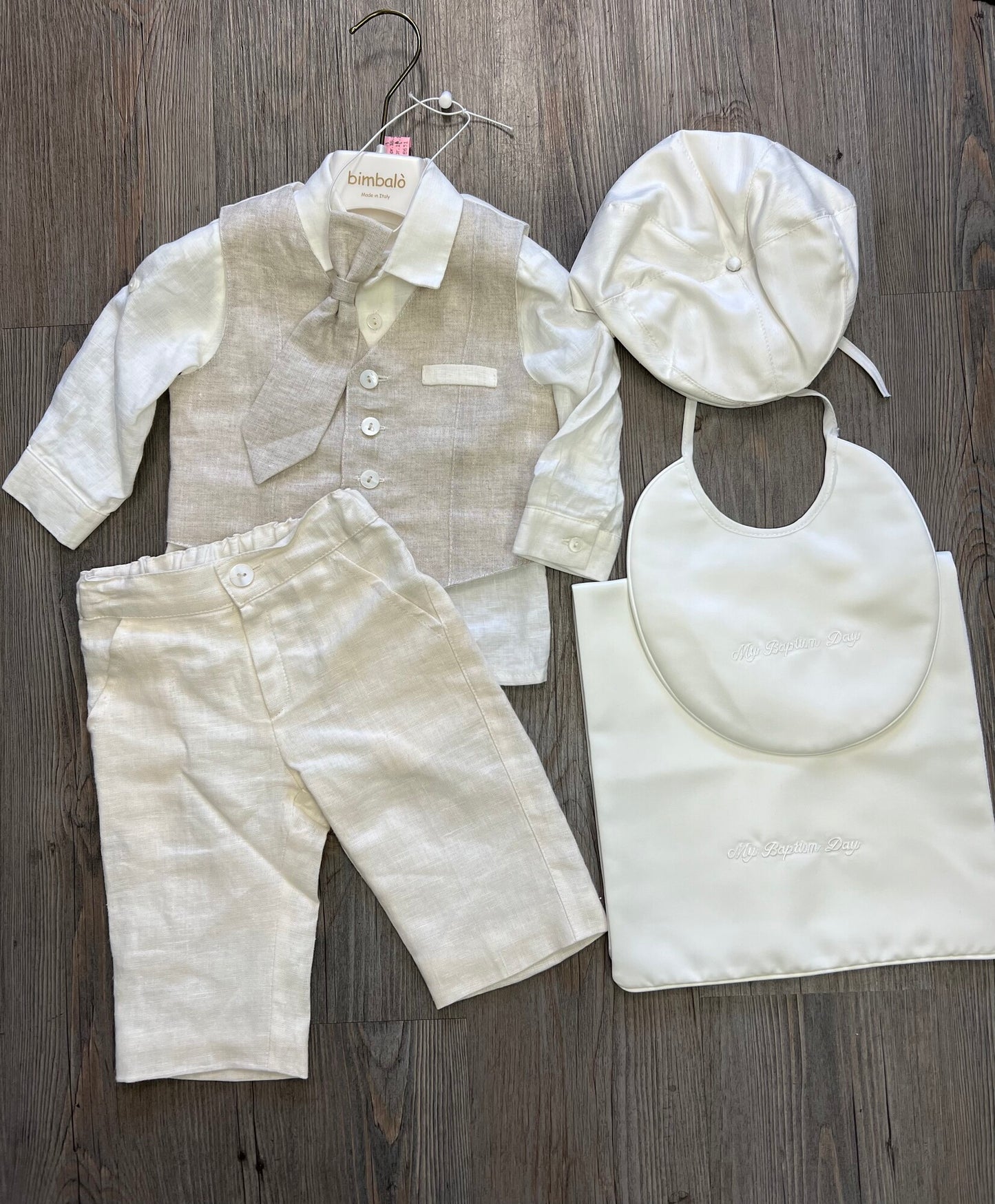 Cream  Bimbalo Baptism Set, 6M
