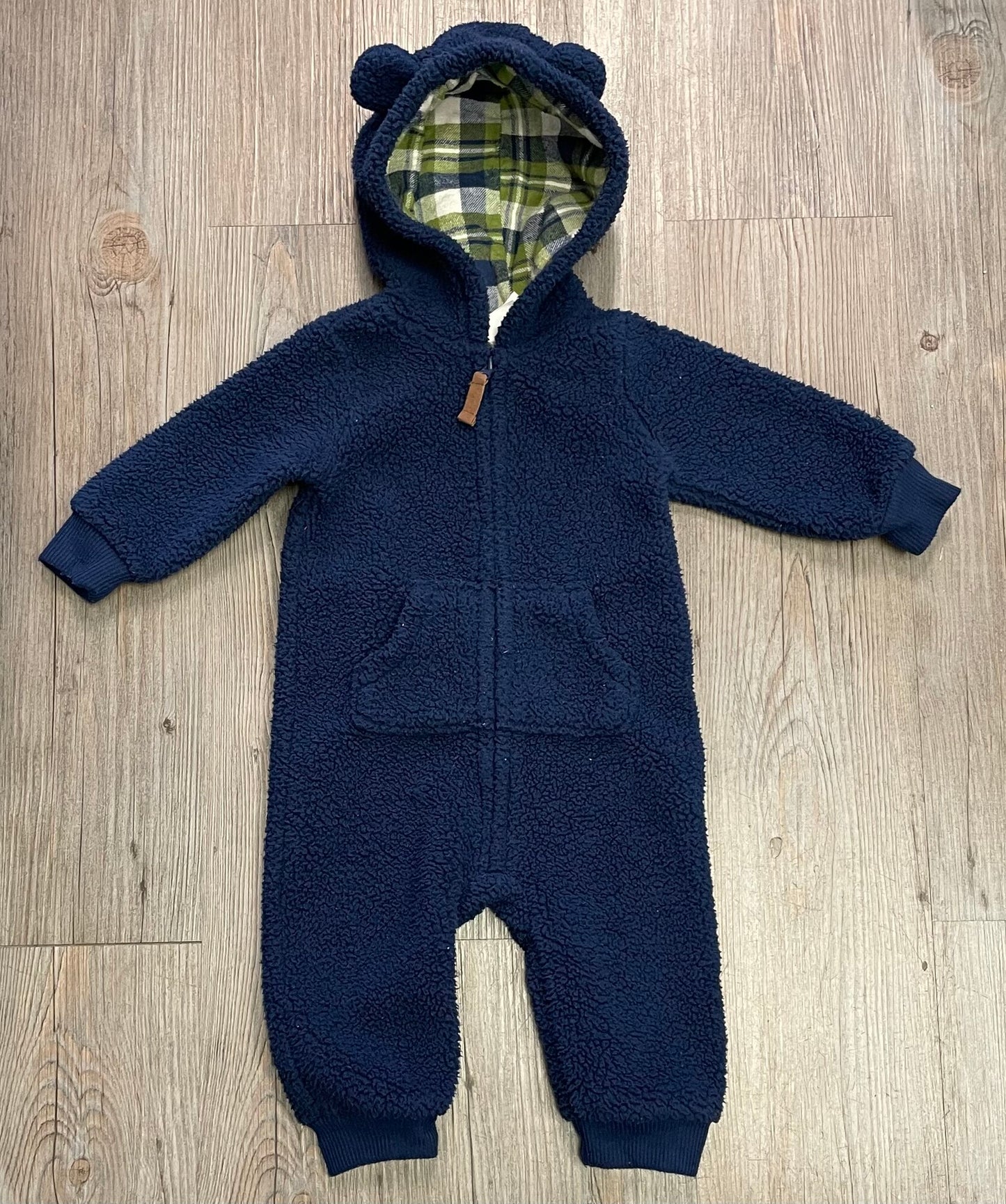 Navy  Carters Fleece Onesie, 6M