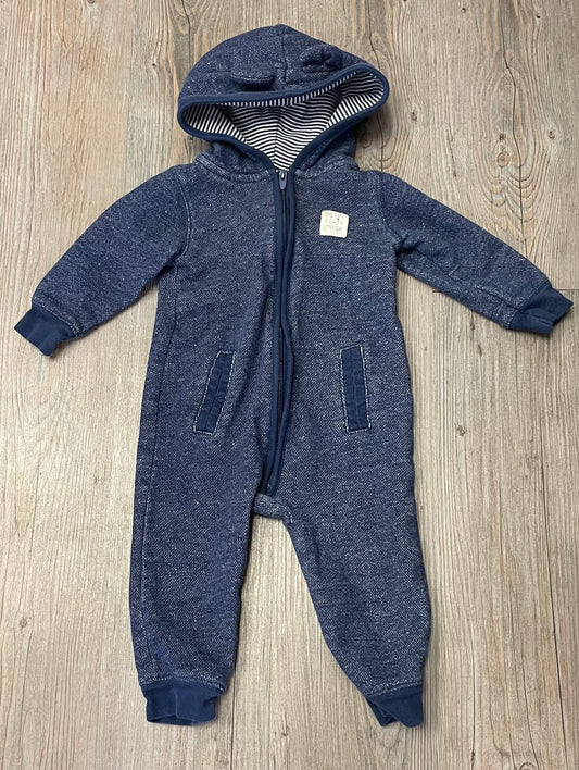 Navy  Carters Hooded Onesie, 9M