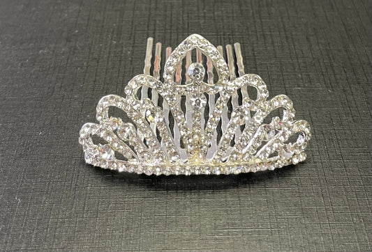 Silver  Tiara - Jeweled #10, Hair Clip