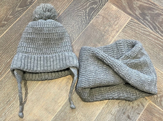 Grey  Zara Hat & Neck Warmer Se, 12-24M