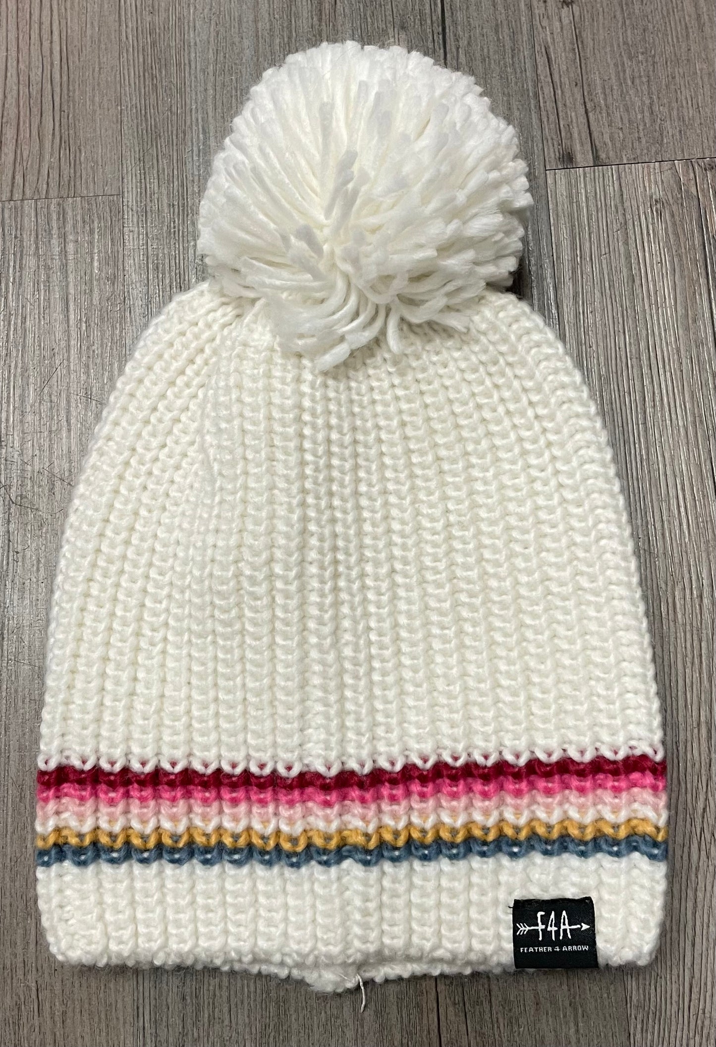 White  F4A Knit Beanie Hat, One Size