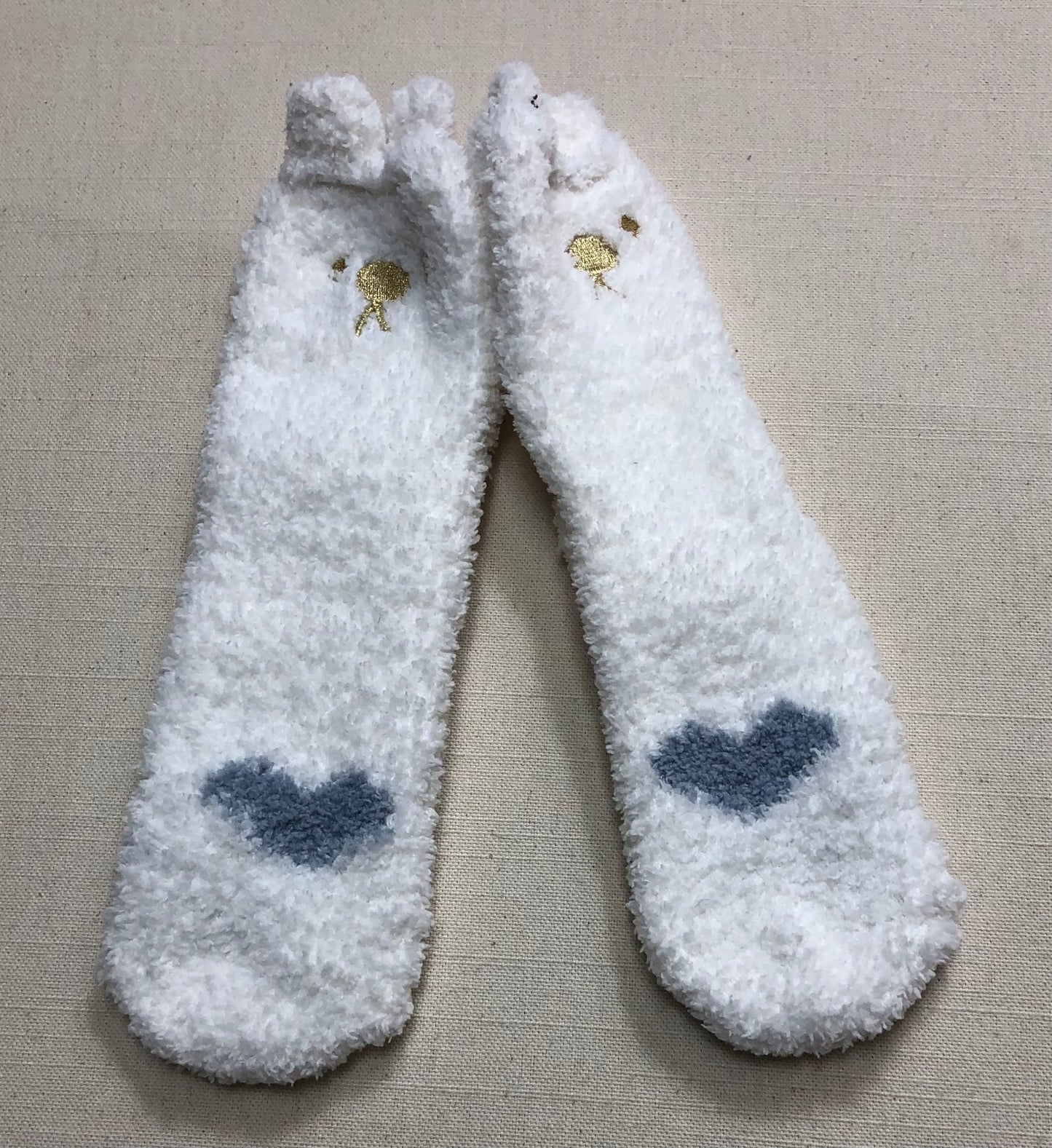 White  Fleecy Socks, 11Y