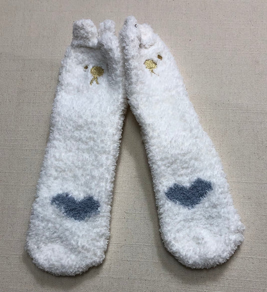 White  Fleecy Socks, 11Y