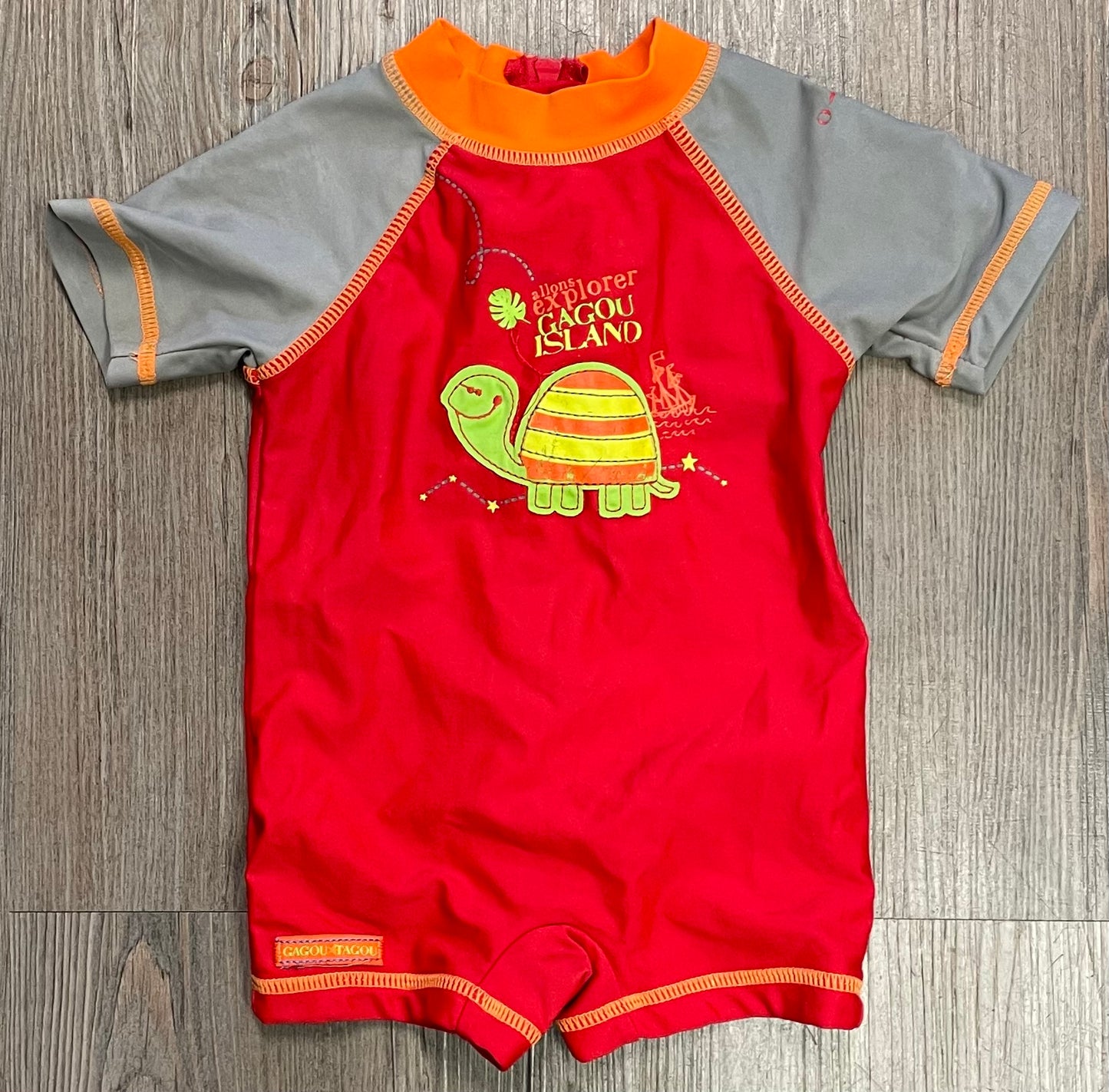 Red  Gagou Tagou Bathing Suit, 9M