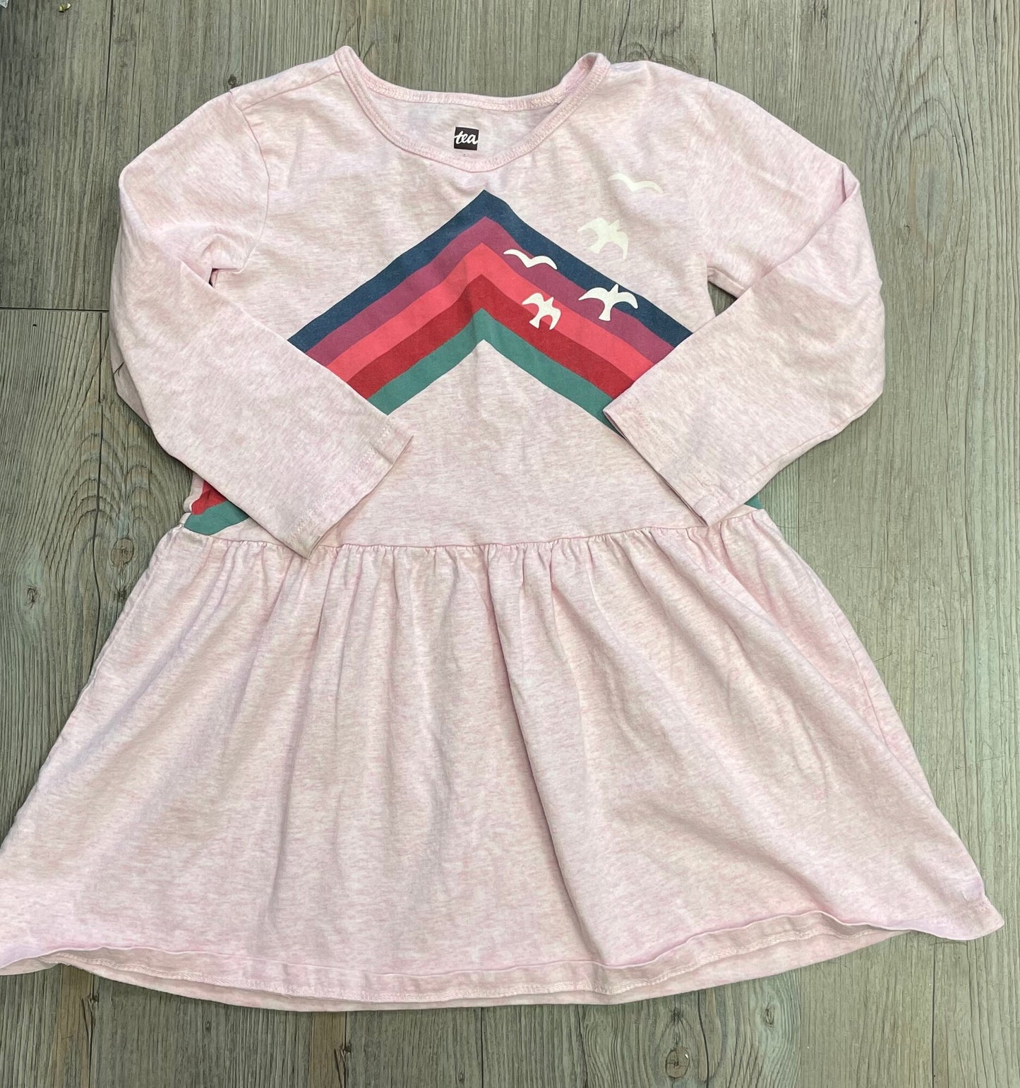 Pink  Tea LS T Shirt Dress, 5Y