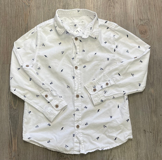 White  Zara Shirt LS, 6Y