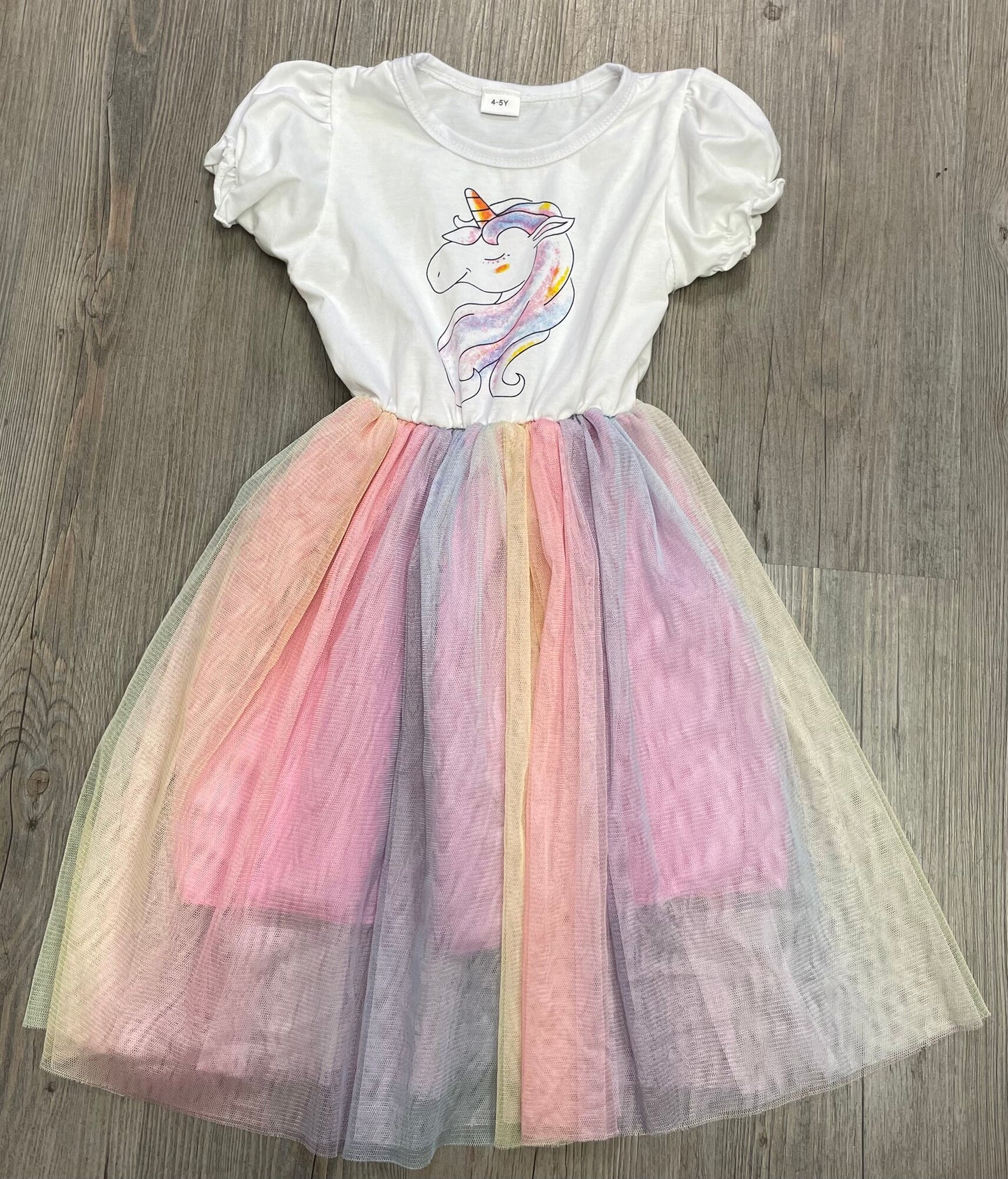 Multi  Unicorn Dress, 4-5Y