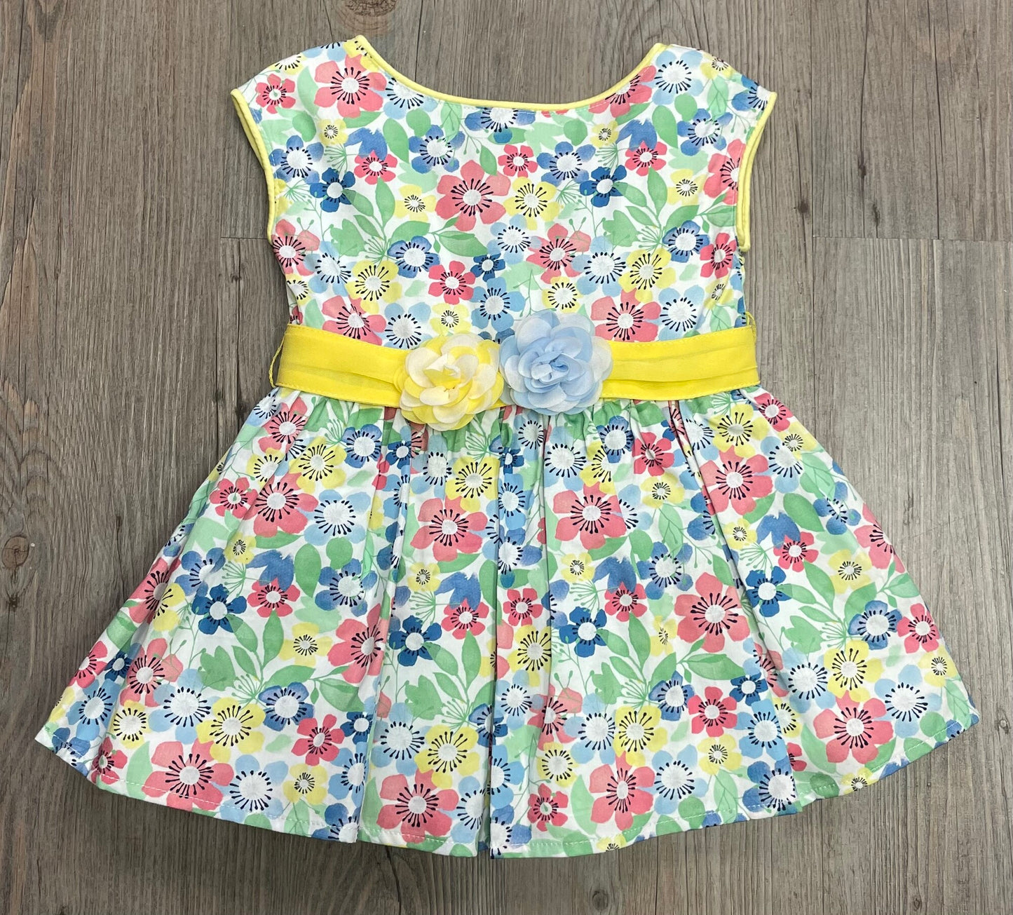Floral  Boboli Lined Dress, 12M