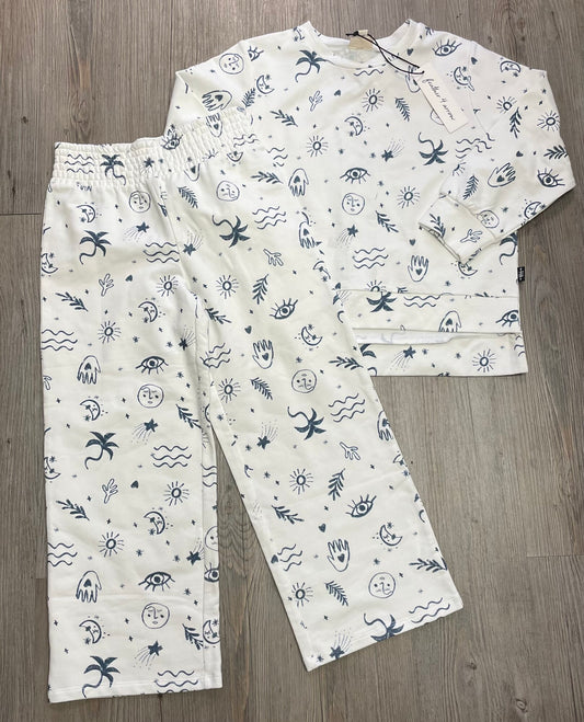 White/bl  F4A Sweat Set, 6Y