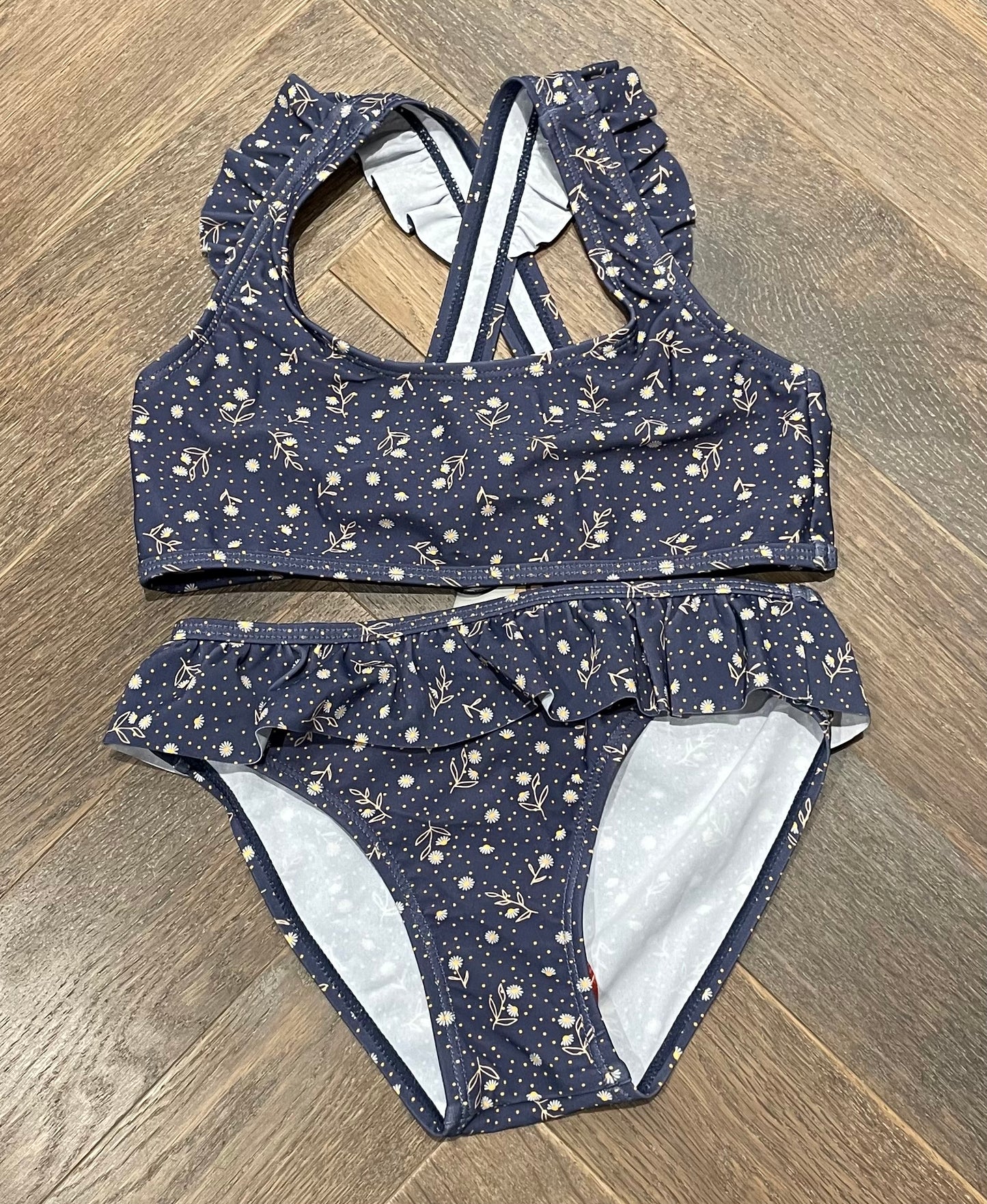 Floral  Color Kids Bathing Suit, 6Y