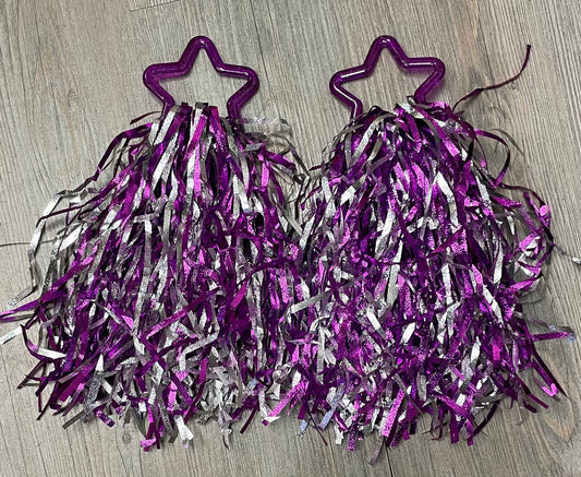 Purple  Set Of 2 Pom Poms, 18 Inch