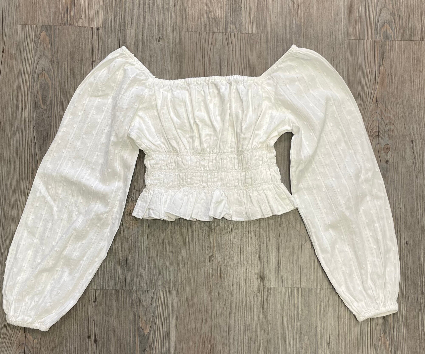 White  Cropped LS Top, 10Y